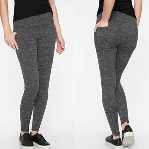 Athleta Women's Gray Herringbone Metro High Waisted Pockets Leggings Size Small